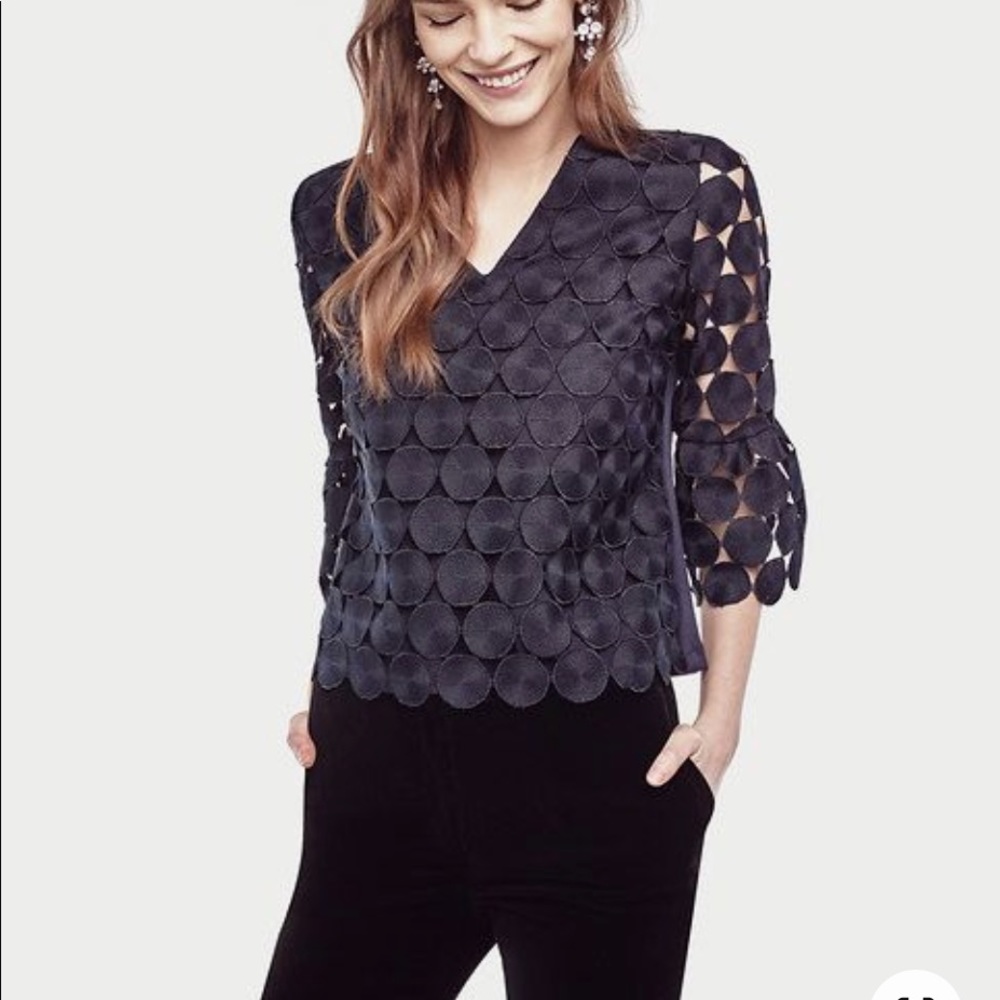 Ann Taylor Circle Lace Flare Sleeve Top